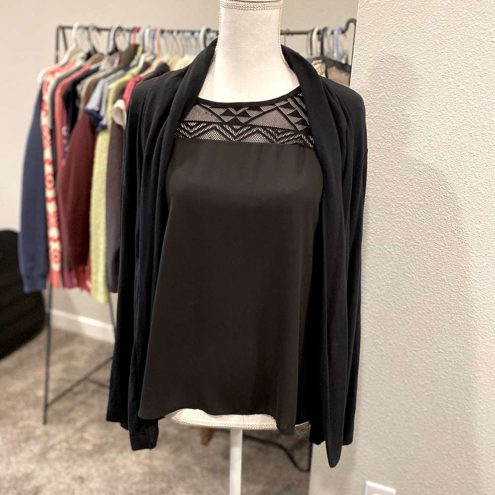 Banana Republic Black SUPER Soft Jersey Knit Open Front Cardigan